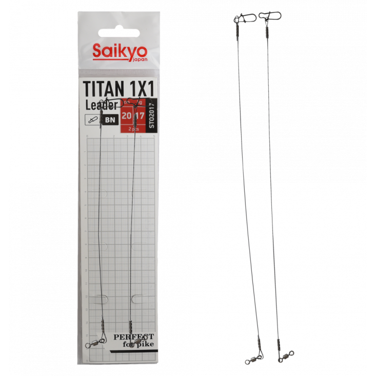 Поводок Saikyo Titan 1x1 STO2017, 17кг/20см, 2шт